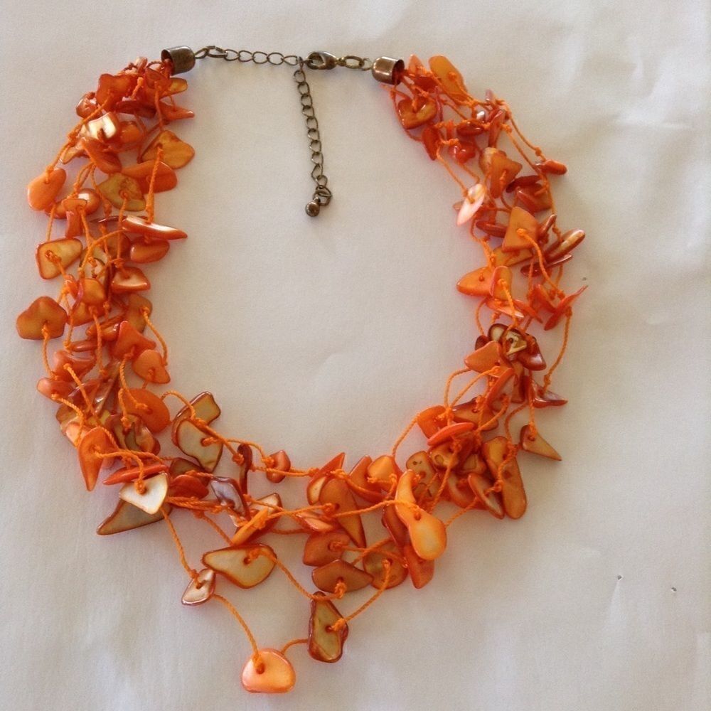 Orange coral choker